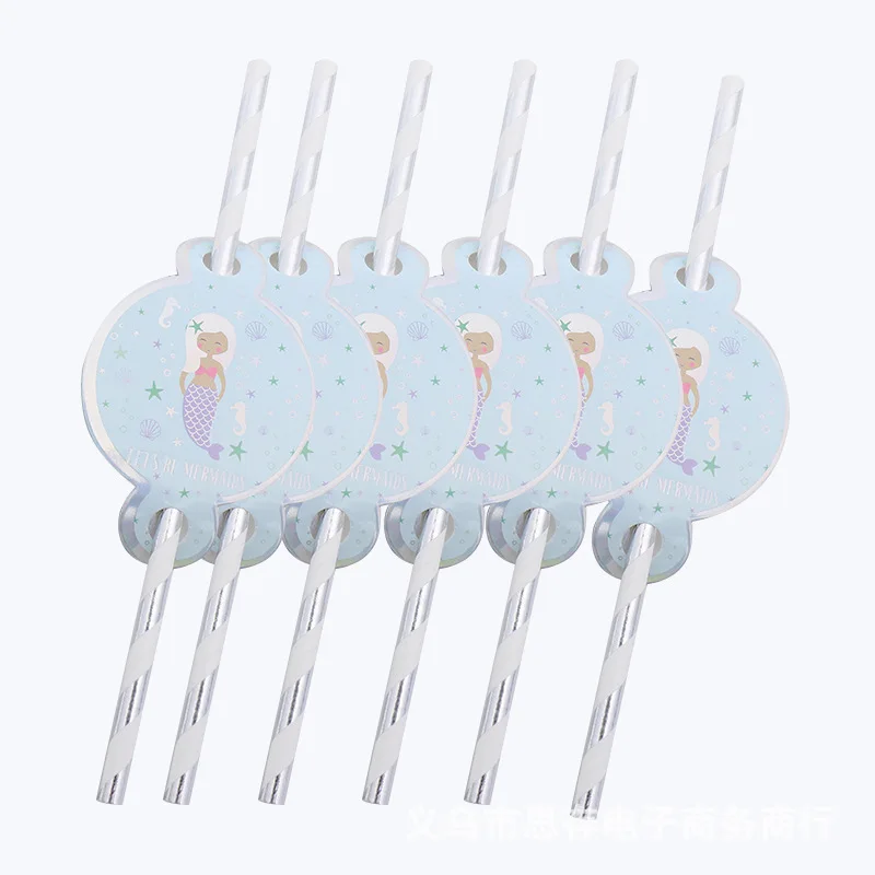 

Mermaid Party Disposable Tableware Set Happy Birthday Party Paper Plate Cup Straw Banner Decor Baby Shower Girl Party Supplies