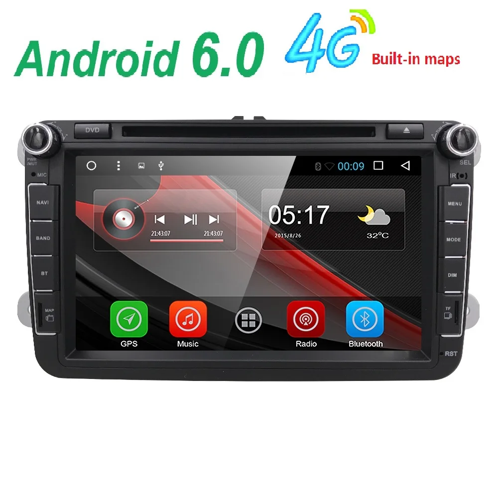 Image European Warehouse 1G+16G android 6.0 car dvd gps navigation for skoda VW volkswagen amarok bora caddy CC EOS jetta polo gps dvd