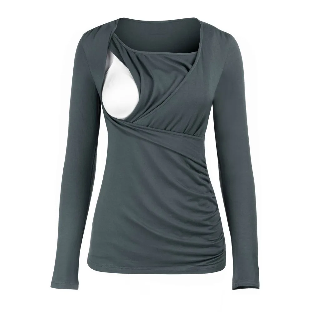 

Hot Sale Pregnant Women T-shirt Shirt O-Neck Long Sleeve Maternity Nursing Tops Maternity T-shirt Breastfeeding Clothes