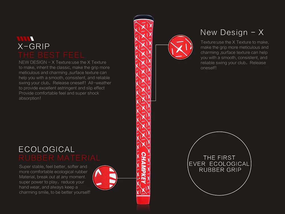 Новые 8 шт./компл. Champkey x-крепление на Красной резиновой рукоятки для клюшек Стандартный и среднего размера супер стабильность Гольф рукоятка клюшки для гольфа