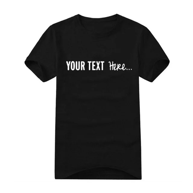 Fashion Men's Custom T shirt Black White Letter Text Print Cotton T ...