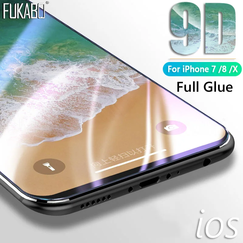 

9D Curved Full Cover Premium Tempered Glass For iPhone 7 8 Plus X Screen Protector Glass For iPhone 7 6 6S Plus Protective Film