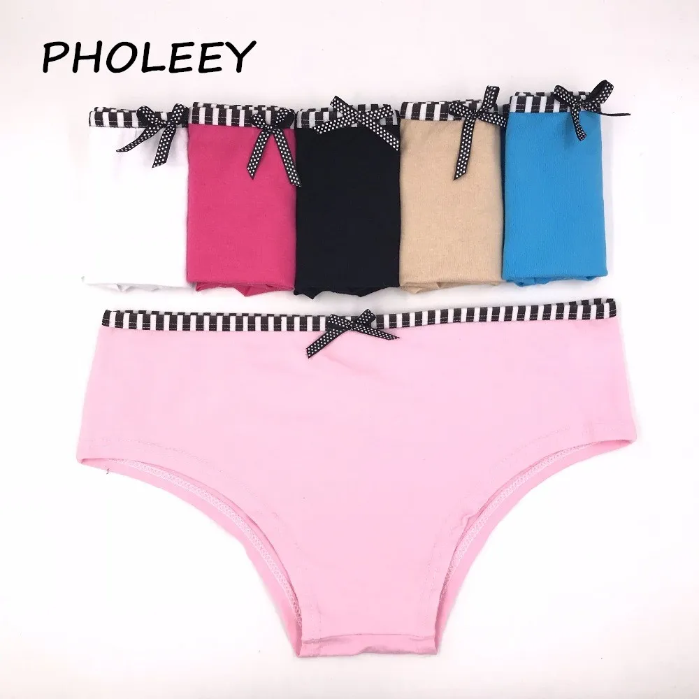 Pholeey 6Pcs Women Sexy Cotton Briefs Colorful Bow Panties Seamless