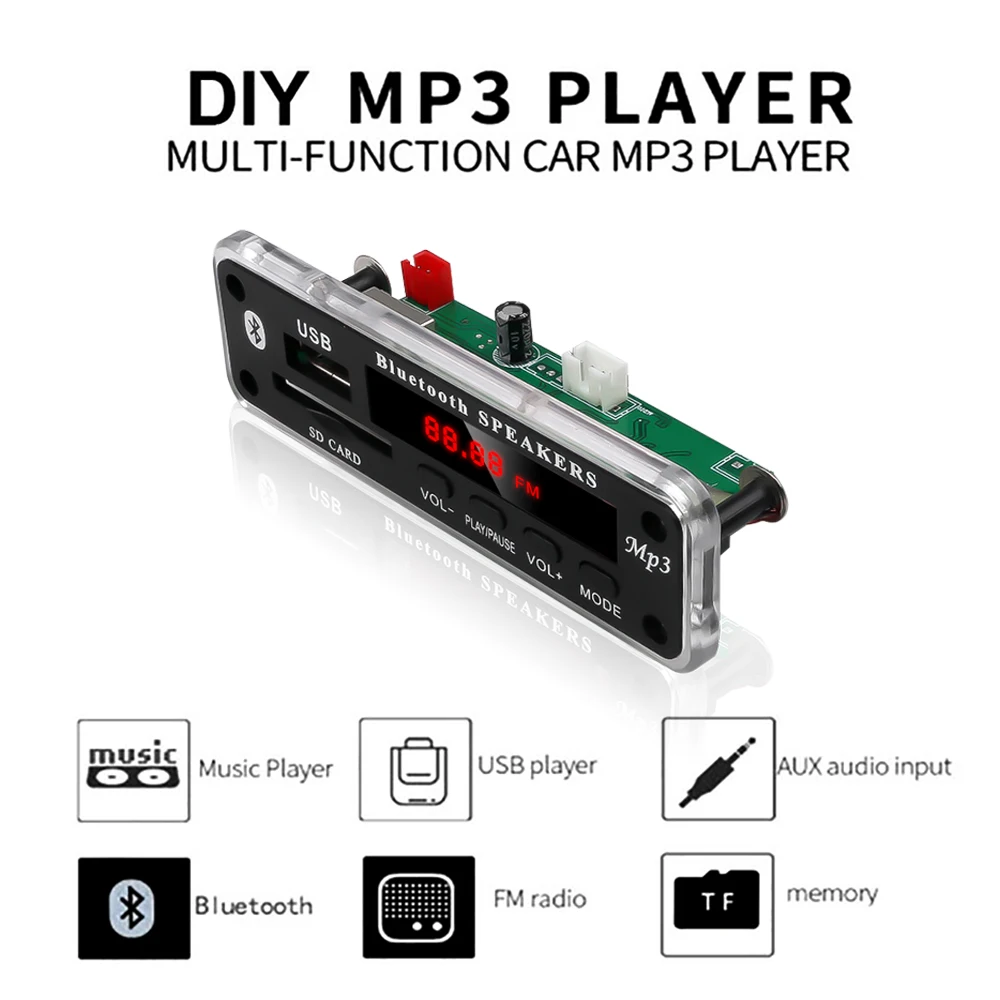 5 в 12 В беспроводной Bluetooth MP3 WMA декодер плата аудио модуль Поддержка USB SD AUX FM радио