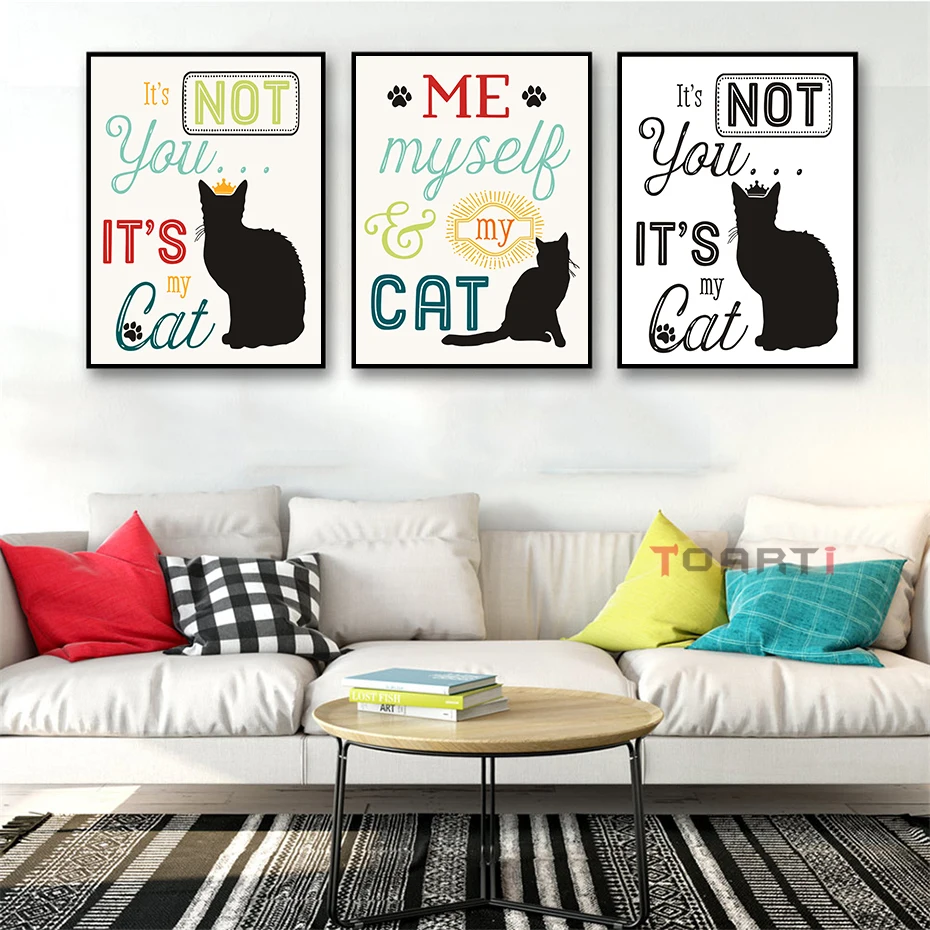 Black Cat Animals Canvas Painting  (1)
