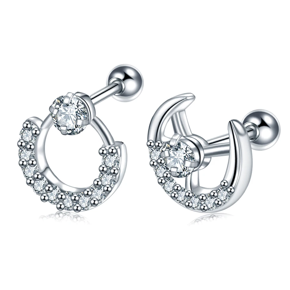 1Pc New Arrival Surgical Steel Tragus Earrings Cartilage Piercing Oreja Ear Stud Helix Moon Heart Earrings Piercing Sexy Jewelry