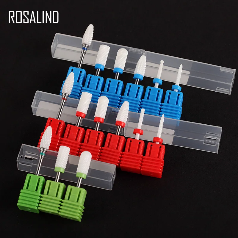 

ROSALIND 1 PCS Ceramic Nail Drill Bit Rotate Burr Milling Cutter Bits For Manicure Pedicure Tools Nail Drill