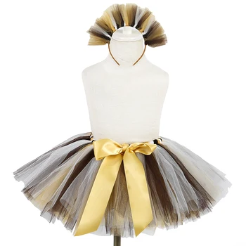 

Girls Lion Tutu Skirt Baby Kids Birthday Party Tulle Skirt Children Halloween Lion Costume and Headband Fluffy Girls Skirts 1-14