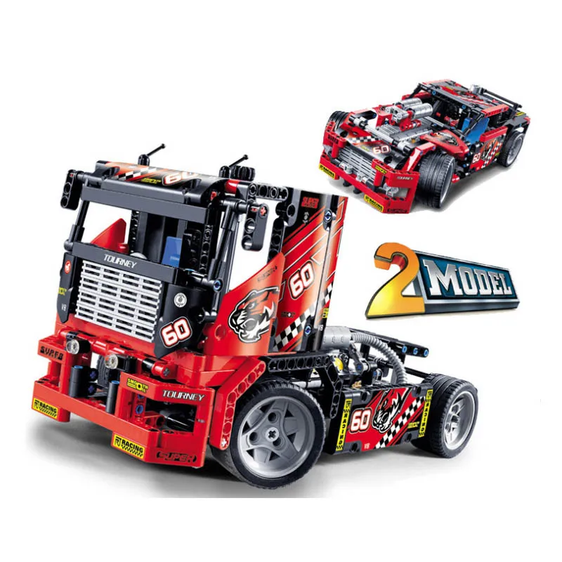 

608pcs Race Truck Car 2 In 1 Transformable Model Building Block Sets Decool 3360 DIY Toys Compatible Technic 3360