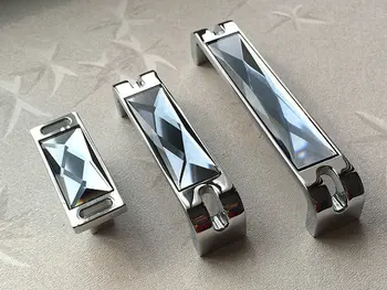 

1.25" 3.75" 5" 6.3" Glass Dresser Drawer Pulls Knob Chrome Silver Crystal Cupboard Cabinet Handle Pull Knobs 32 96 128 160