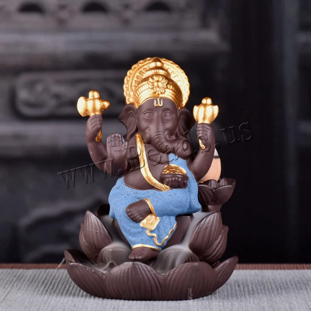 

Backflow Incense Burner Ceramic Elephant God Ganesha Waterfall Incense Aromatherapy Furnace Holder Use In Home Office Teahouse