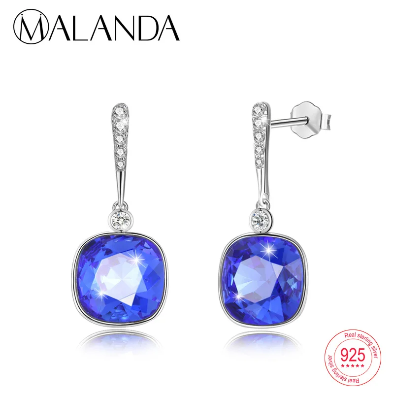 MALANDA круглый кристалл от Swarovski зрикон серьги висячие из серебра 925 пробы для