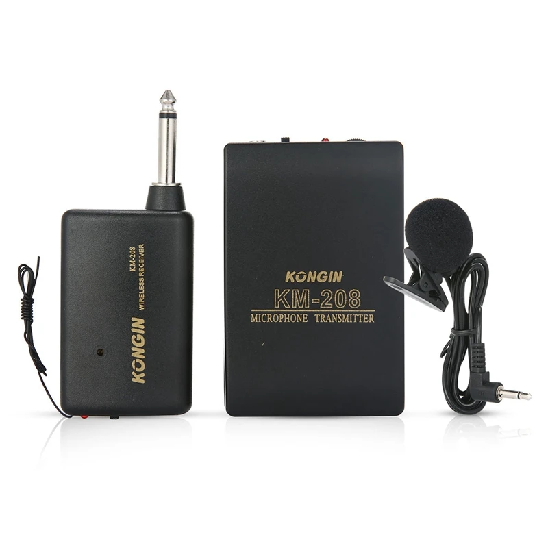 

KM208 Wireless Lavalier Microphone Collar Clip-on Portable Neck Mic with FM Transmitter Receiver Lapel Clip Mic Microphone