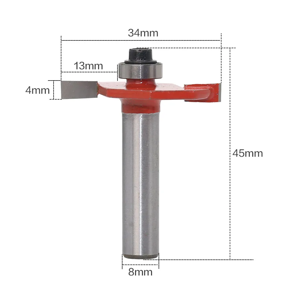 1 шт. 8 мм хвостовик 1/" Высота X 3/8" Глубина Т-образной пазы деревообрабатывающий фреза с верхним подшипником C3 Карбид деревообрабатывающий фреза