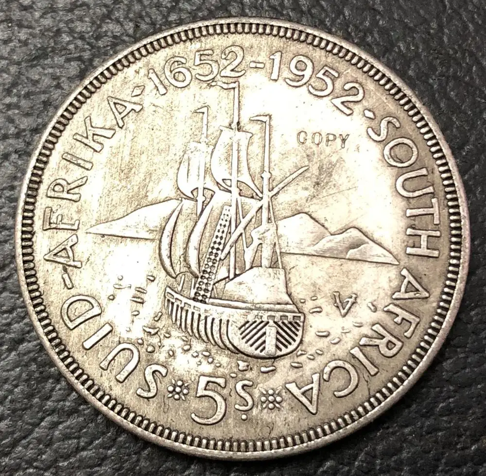 

1952 South Africa 5 Shillings - George VI Cape Town Anniversary 300th Anniversary of Capetown Silver plated Coin