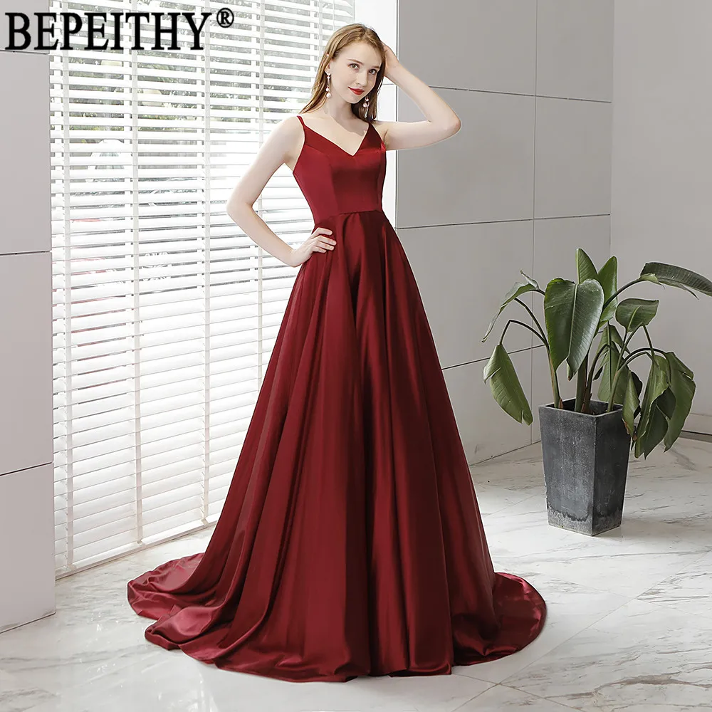 BEPEITHY vestido de festa, дизайн, сексуальное вечернее платье с разрезом, бордовое, v-образный вырез, длинные вечерние платья, отражающее платье