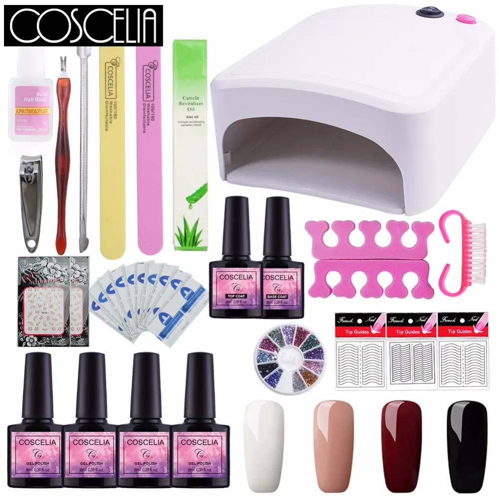 Vente 36 W Blanc Lampe Uv Nail Sèche Et 4 Couleur Gel Vernis