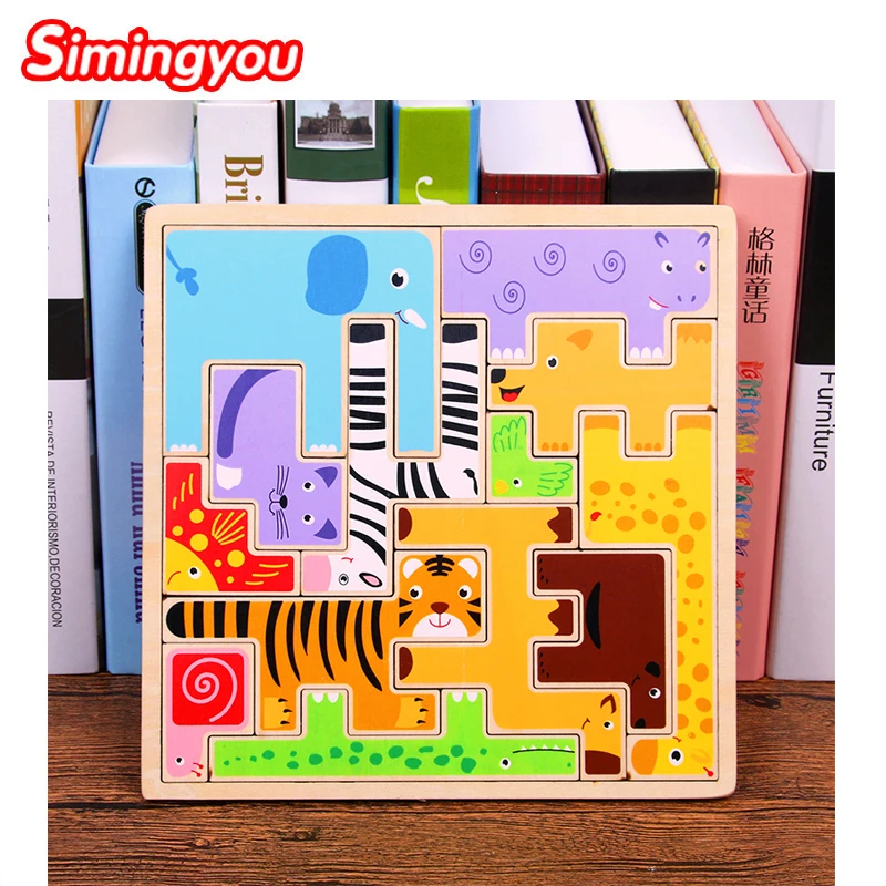 

Simingyou Children Wooden Russian Animal Puzzle Toy Enhance Parent-child Interactive Exercise Bag Hand Ability DropShipping