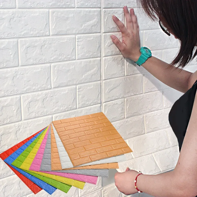 PE Foam DIY Self Adhensive 3D Wall Stickers Brick Waterproof Wallpaper Room Home Decor For Kids Bedroom Living Room Stickers PE Foam DIY Self Adhensive 3D Wall Stickers Brick Waterproof Wallpaper Room Home Decor For Kids Bedroom Living Room Stickers