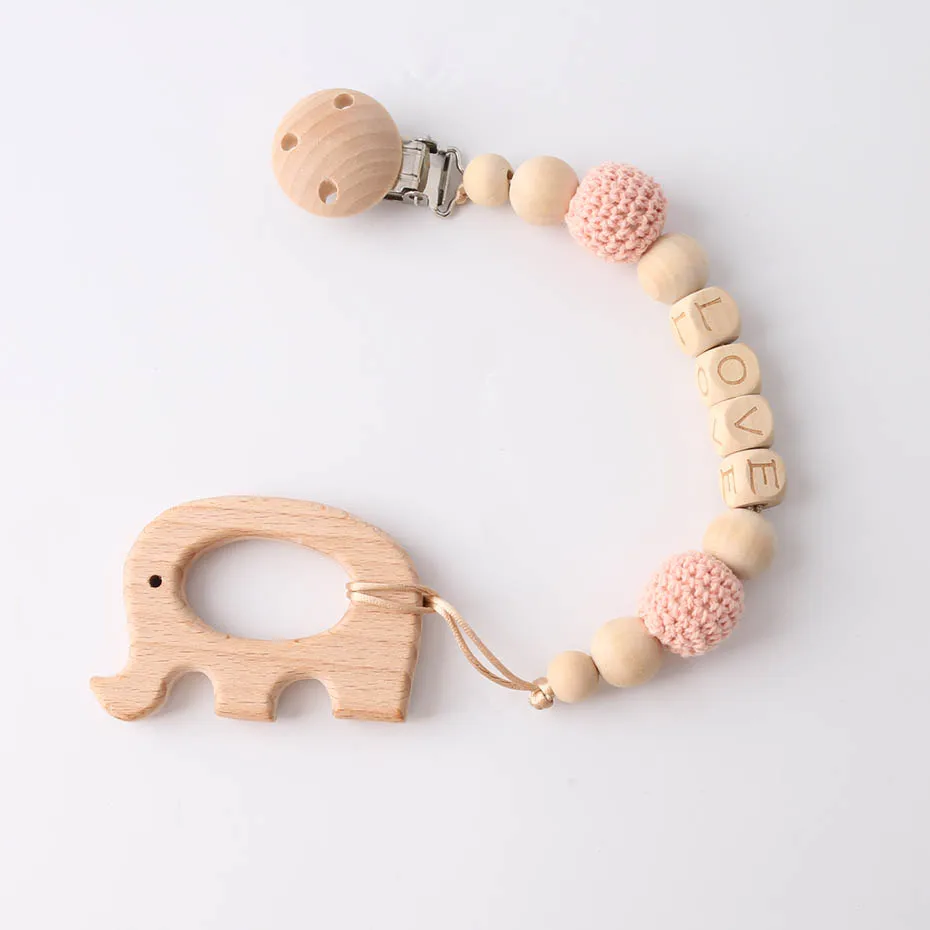 1pc Wooden Teether Wood Pendant For Pacifier Chain Baby Products Animal Wooden Blank Rodent Baby Teethers Birth Nurse Gifts Toys