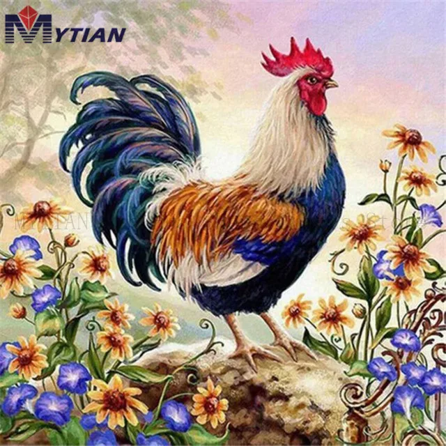 

Roosters,Folk Mosaic 5d DIY Diamond Painting Art Kit Full Square Round Drills Animals Paint Diamond Embroidery Wall Sticker Gift