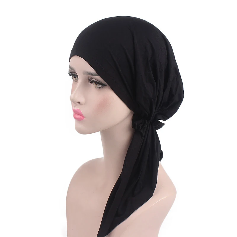 Модные мусульманский тюрбан шапки Твердые Модальные внутренние хиджабы шляпа исламские женские мягкие эластичные обруч головной убор хиджаб головные уборы - Цвет: 2
