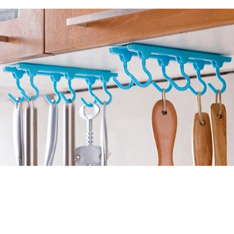 

Multi Purpose Home Kitchen Organizer Hanging Storage Rack With 6 Hooks Kitchen Rack Hook Holder Ceiling Wall Cabinet
