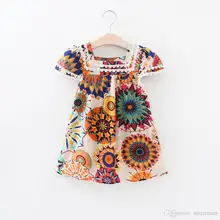 2016 Kids Girls Lace Flying Sleeves Flowers Summer Tees Top Sequare Collar Western Vintage Blouse Casual Baby Clothing