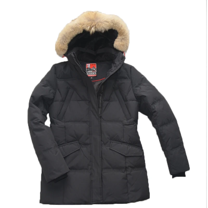 TIGER FORCE 2017 Women Down Coat Parkas Winter Fashion 70% White Duck Down Coat European Size Real Wolf Fur Collar Free Shipping