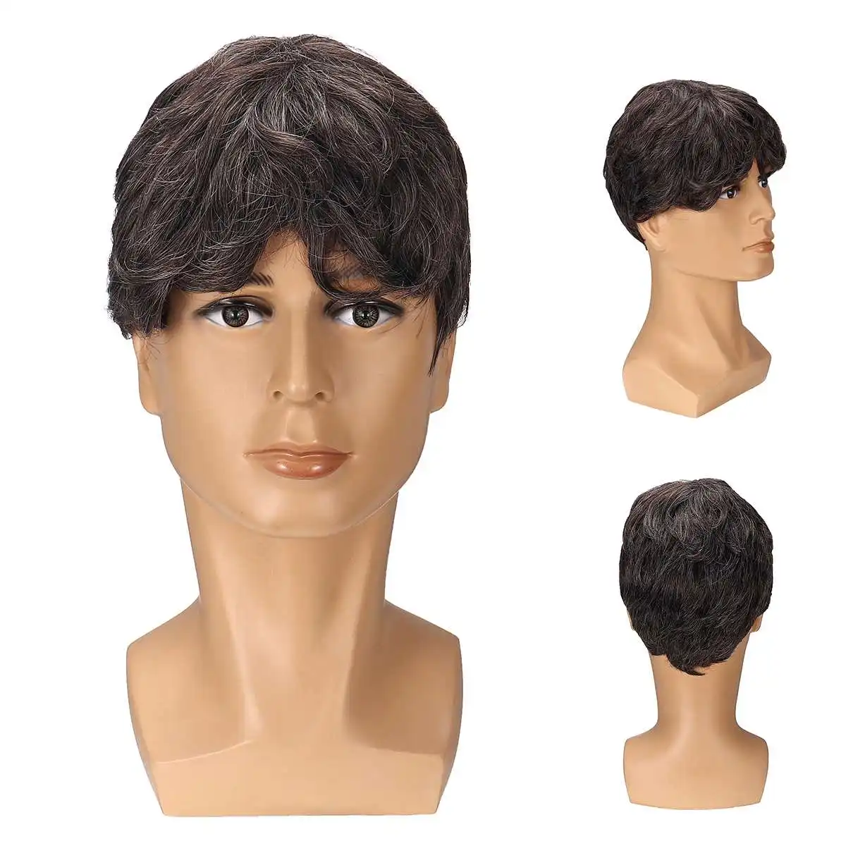Us 8 99 50 Off High Temperature Fiber Mannequin Curly Hair Diy Styling Training Head Model Men Wig Salon Hairdressing Weaving Cap In Figurines