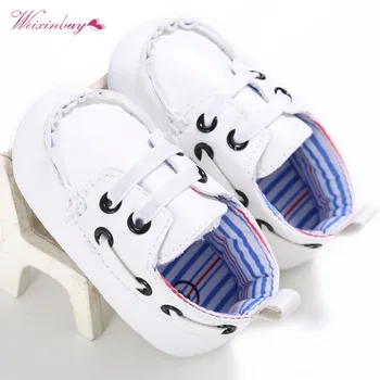 

WEIXINBUY 2018 Newborn Unisex Baby Boy Girl Soft Sole Crib Shoes PU Sneakers Prewalker Casual First Walkers Shoes 0-18M
