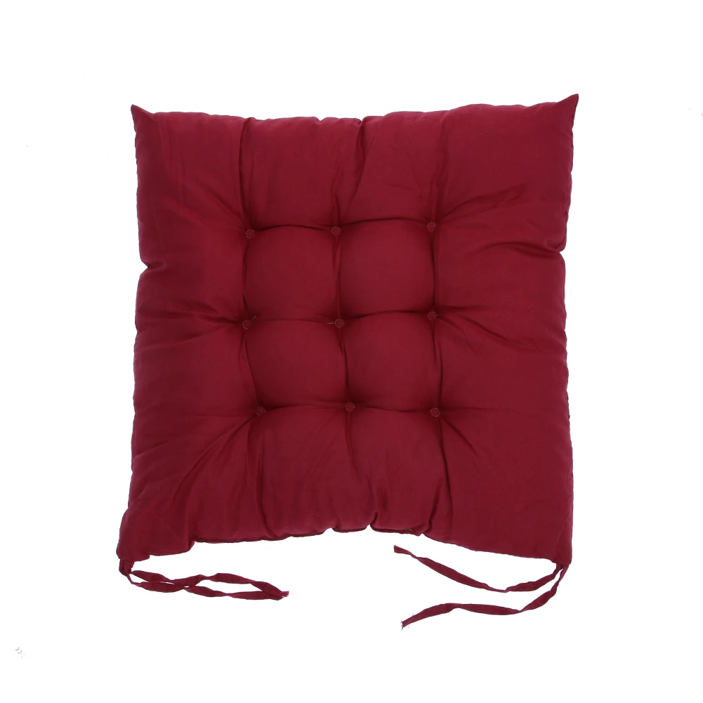 Мягкая квадратная хлопковая Подушка с жемчугом для дома и офиса, удобная подушка для сидения, подушка для ягодиц и стула, декоративная зимняя подушка для сидения 22 - Цвет: Wine Red