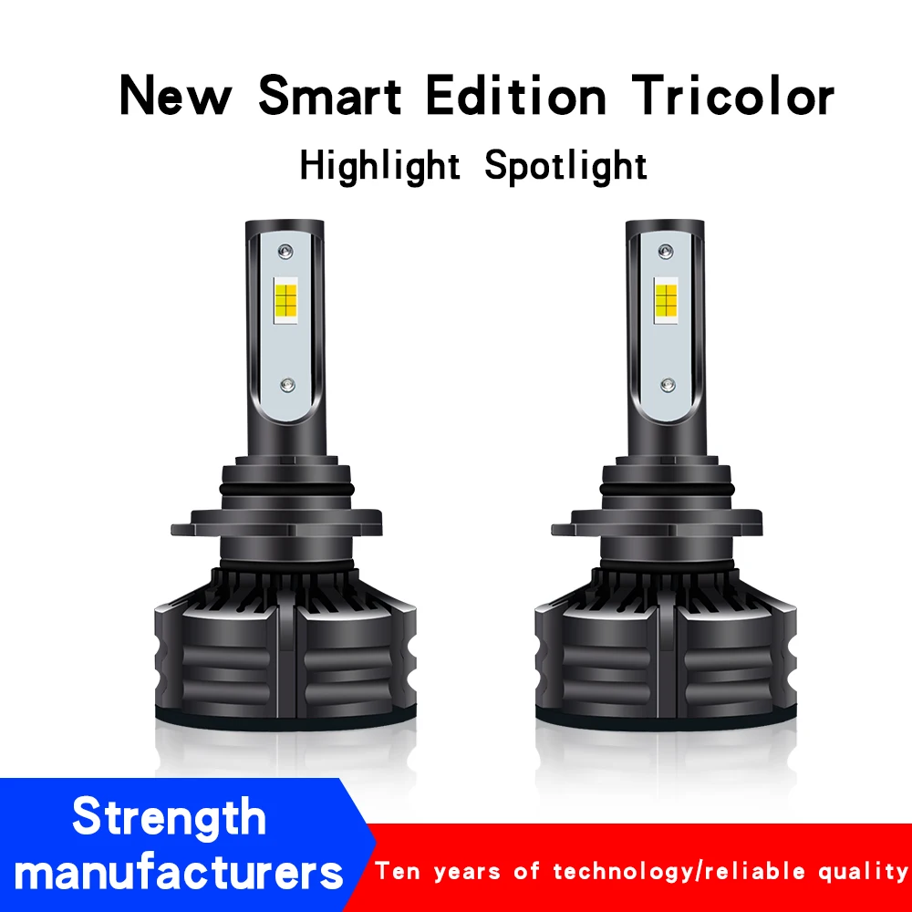 

Tri-Color Car Light For Auto 9005 HB3 LED Headlight 60W 10000LM 3000K 4300K 6000K LED Fog Light Diode Lamp 9006 HB4 Bulb Turbo