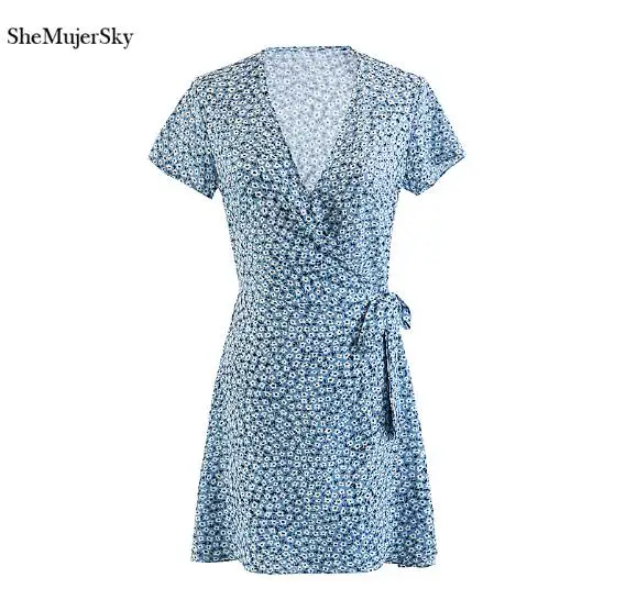 wrap dress blue floral