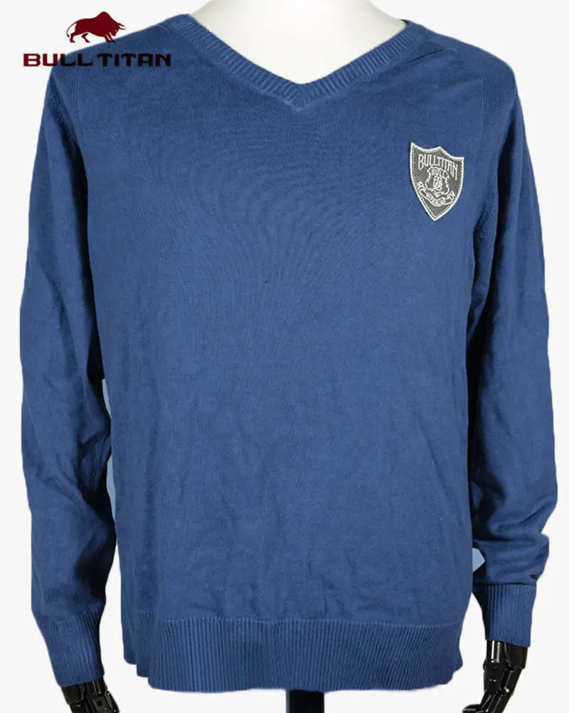 Navy Blue Sweater Men 2015 Casual Men Clothes Brand Logo