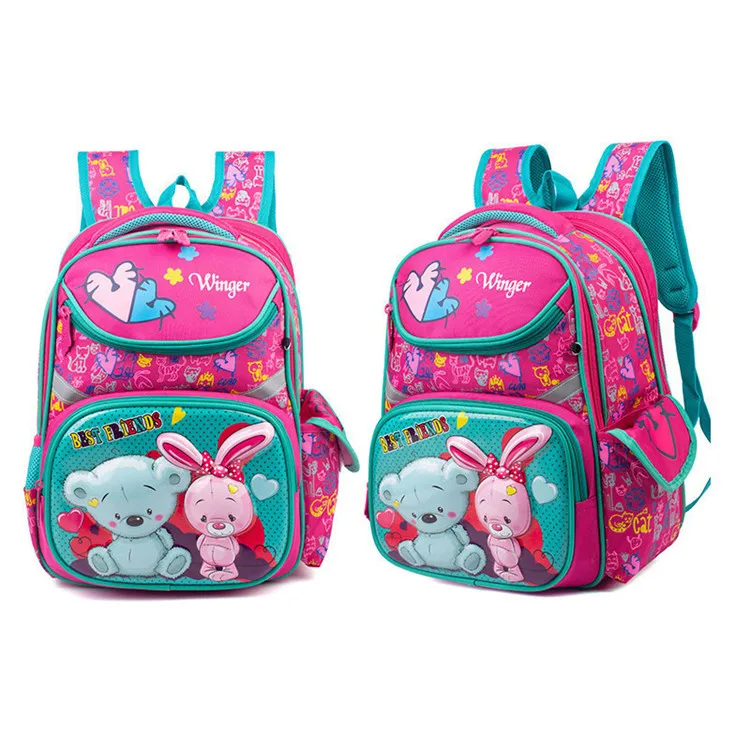 Милый ортопедический рюкзак для девочек, школьные сумки на молнии, детская школьная сумка, очаровательные детские сумки, школьная сумка для девочек - Цвет: Rad Rabbit