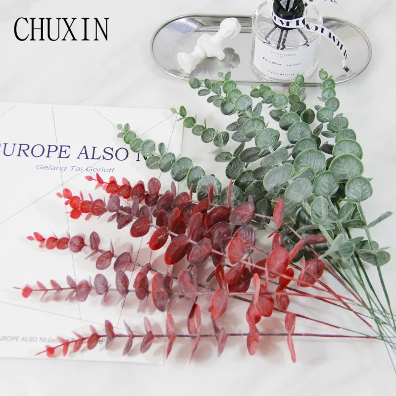 

Simulation round leaf Single branch eucalyptus leaf artificial flower plant DIY wedding decoration Matching leaf Home Decoration