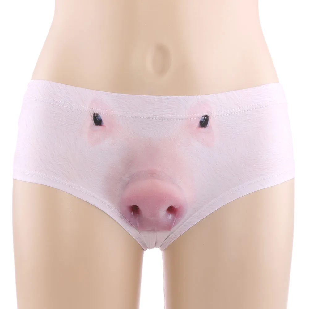 

1 PC Women Fashion 3D Animal Cats Dog Wolf Pig Squirrel Print V-string Briefs Underpant Panties Thong Underwear