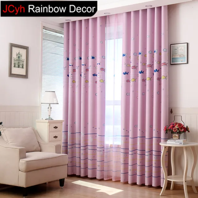 Jrd Kids Cartoon Fish Blackout Curtain Sheer Window Curtains Baby Jrd Kids Cartoon Fish Blackout Curtain Sheer Window Curtains Baby Room Home Decor For Living Boy Bedroom Tulle
