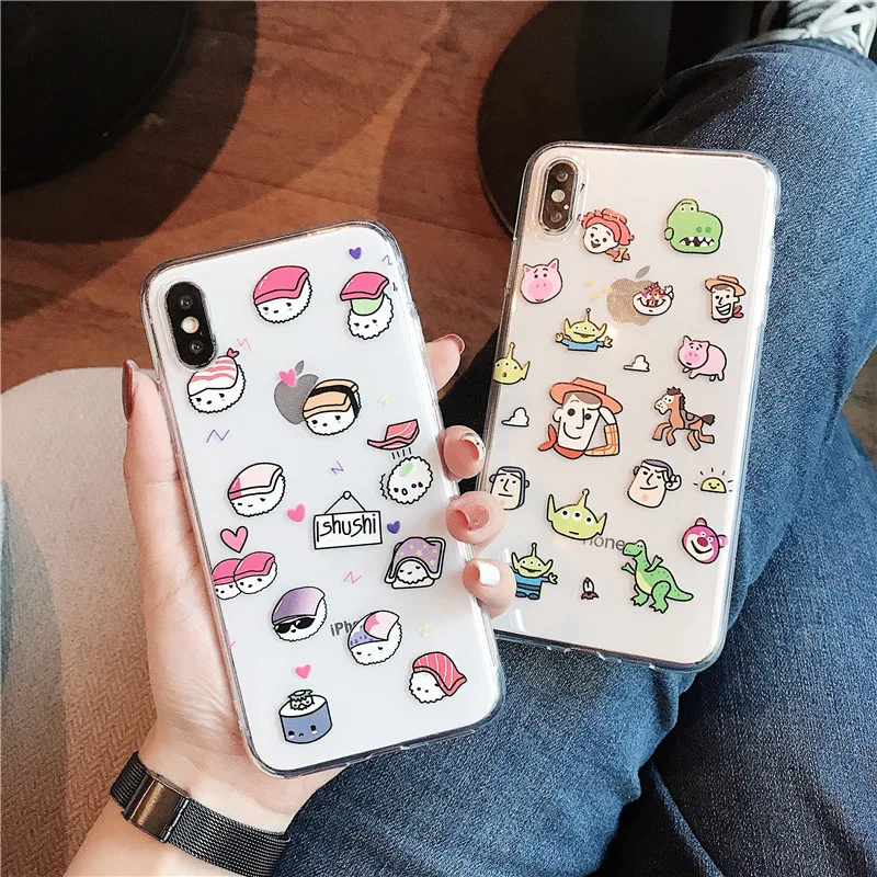 

Cartoon Sushi Clear phone cases for iphone XS Max case animals Soft TPU case For iphone 6 6s 7 8 plus X XR XS case cover