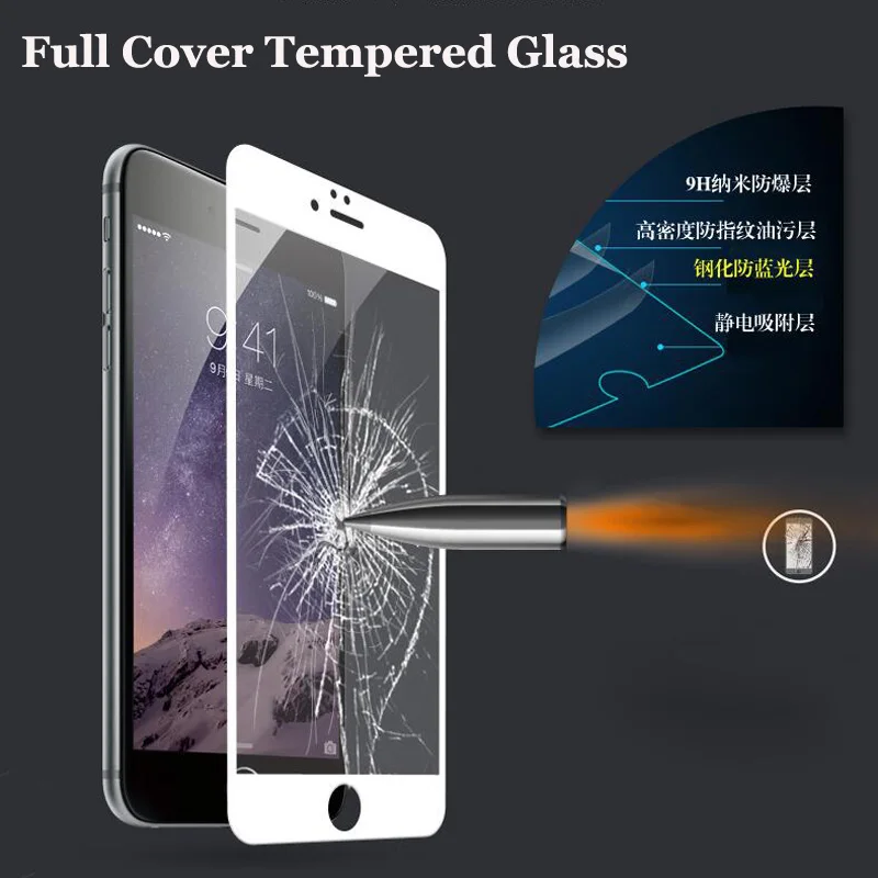 Полное покрытие экрана протектор Закаленное стекло для iPhone 6 6S Plus 6Plus 7 8 Plus X 5S SE 5 S XR XS Max защитная пленка на переднюю панель