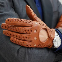 Touchscreen Man's Gloves Spring Summer New Leather Gloves Male Ultra-Thin Single Leather Woven Locomotive Driving Mittens M-107