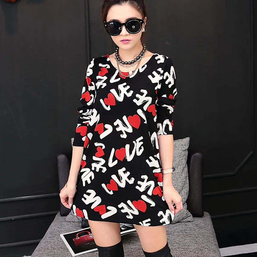 

2019 Winter Autumn Women Casual Print Long Sleeve Dress Plus Size Loose Fashion Dresses Tunic Big Large Size Lady Dress Vestidos