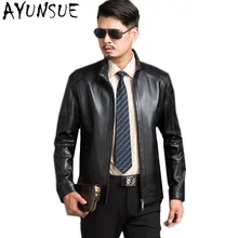 AYUNSUE, черная кожаная куртка из овчины, Мужская парка, Chaqueta Cuero Hombre,, деловые Куртки из натуральной кожи размера плюс 4XL, FYY582