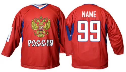 

Team Russia WHITE red Men's Hockey Jersey Embroidery Stitched Customize any number and name