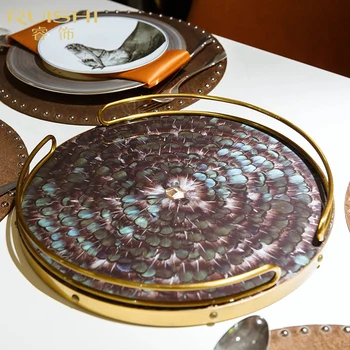 

Metal Tray European Home Decoration Decorative Plate Decoration Storage Tray Light luxury tray