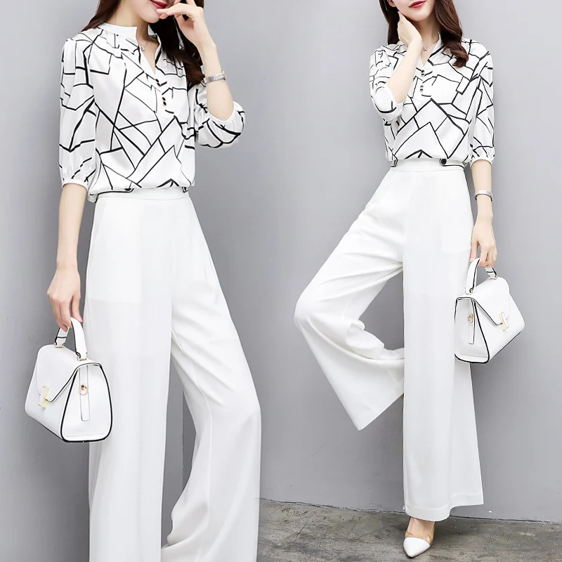 Pantalon Tail Haute Femme ансамбль Женский Две предмета Палаццо комплект из двух предметов