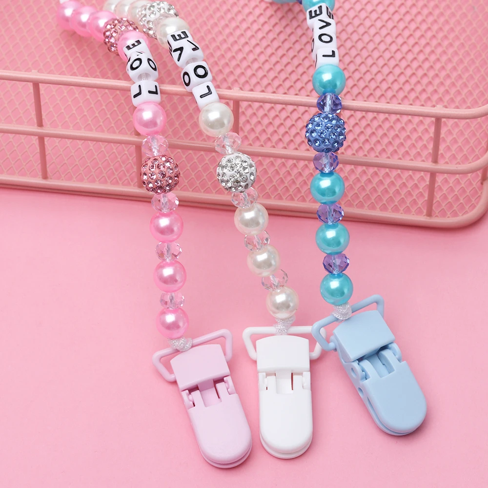 

Crystal Baby Pacifier Clips Soother Chain Holder 1 Pc Anti Folder Pacifier Clip Dummy Nipple Holder Baby Pram Hook Hanging Strap