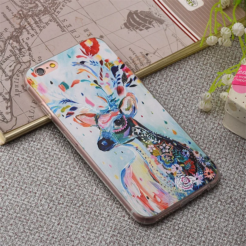 Lulumi лося для iPhone 6 S Чехол роскошные прозрачные мягкие ТПУ 3D рельеф печати сзади