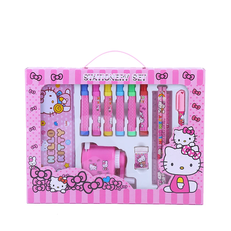 

14pcs/lot hello kitty Mickey Mouse Spiderman Minions Doraemon Six Princess Theme Children's Stationery Set School Supplies